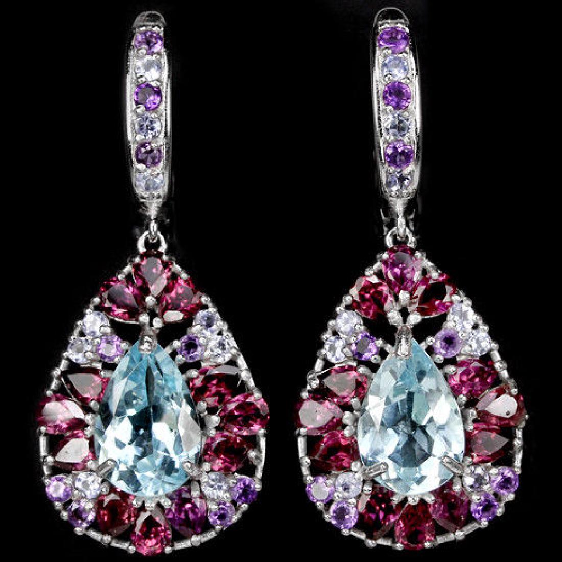 Natural TOPAZ AMETHYST RHODOLITE TANZANITE Earrings (1 of 1)