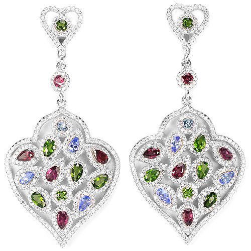 Natural TANZANITE RH-GARNET CH-DIOPSIDE Earrings (1 of 1)