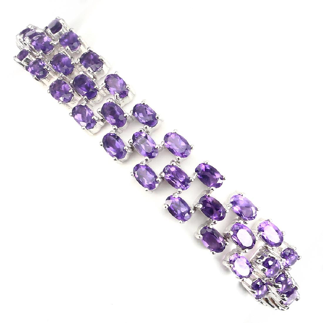 Natural Oval Intense Purple Amethyst Bracelet (1 of 2)