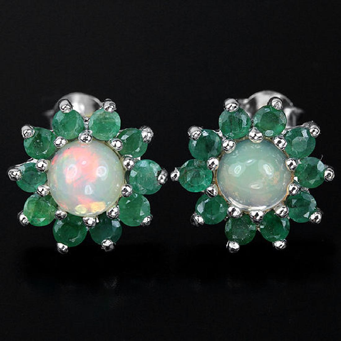 Natural Opal & Green Emerald Earrings (1 of 2)