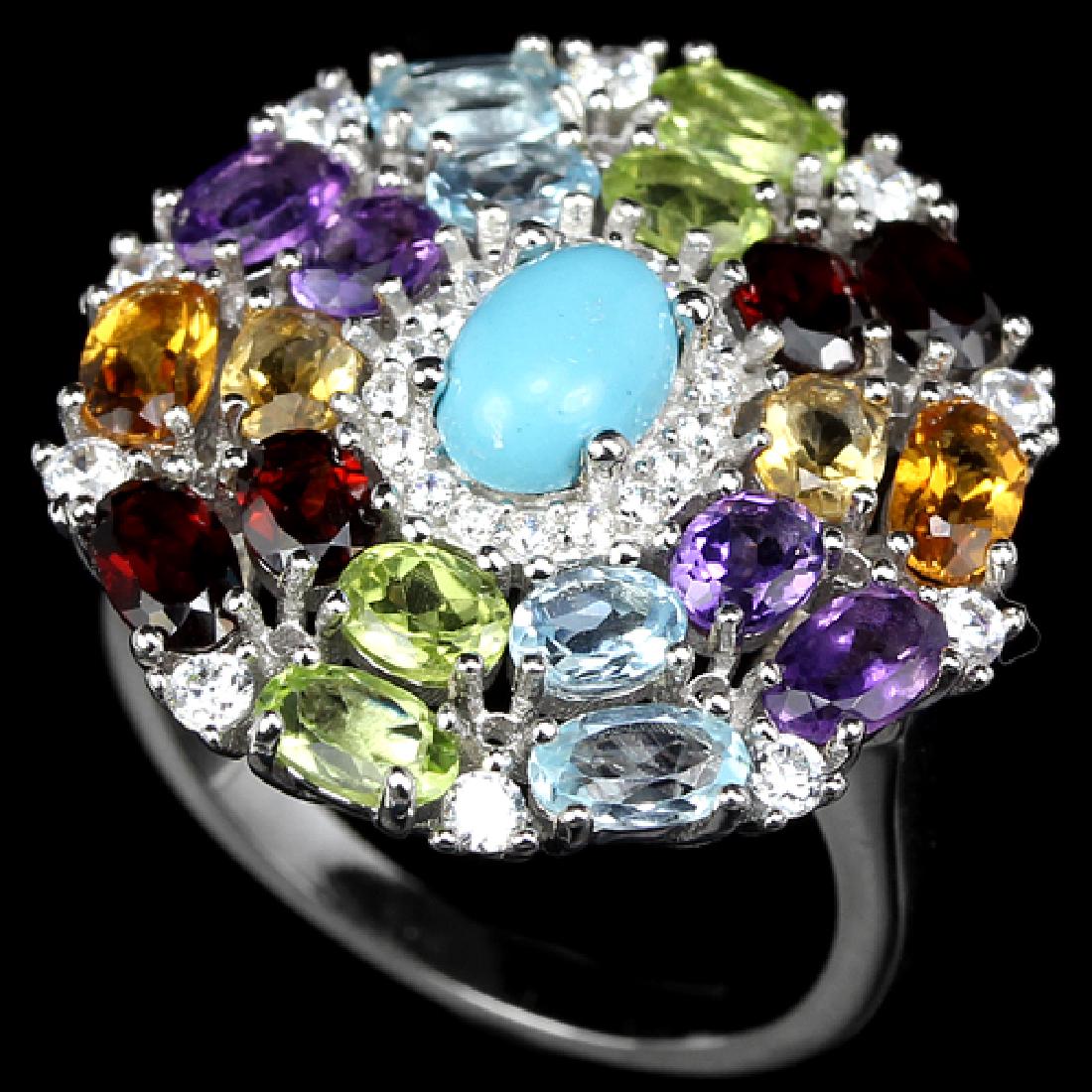 Natural Turquiose & Multi Gem Ring (1 of 1)