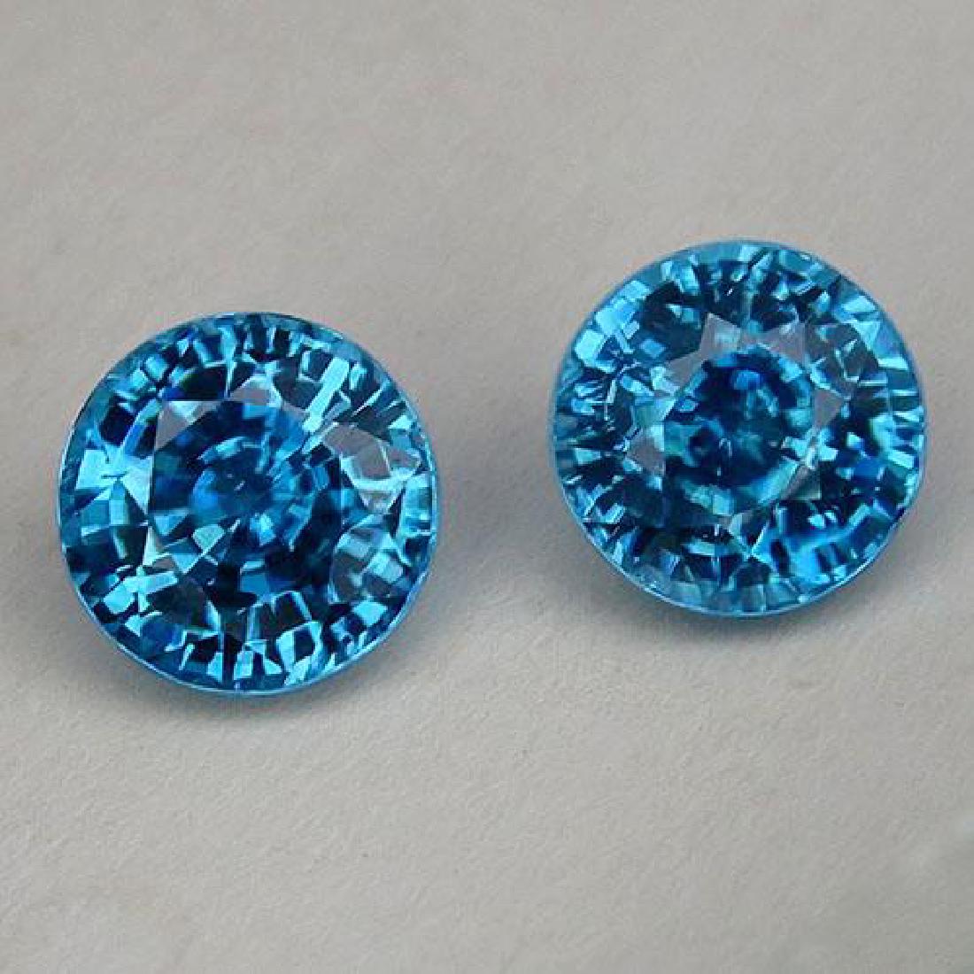 Natural Combodian Rare Blue Zircon 4.75 Ct - VVS: Natural Zircons..... Weight- 4.75 ct ; Dimensions - 6.4/6.5 MM; Quantity-2; Shape-Round; Color-Blue; Clarity-VS/VVS; Treatment-None; Origin-Cambodia ; Luster-Excellent