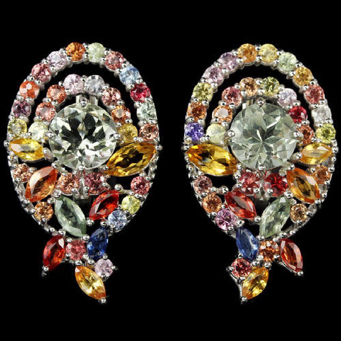 Natural AMETHYST MULTI COLOR SAPPHIRE Earrings (1 of 1)