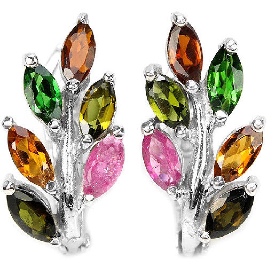 NATURAL MULTI COLOR TOURMALINE LEAF EARRING (1 of 2)