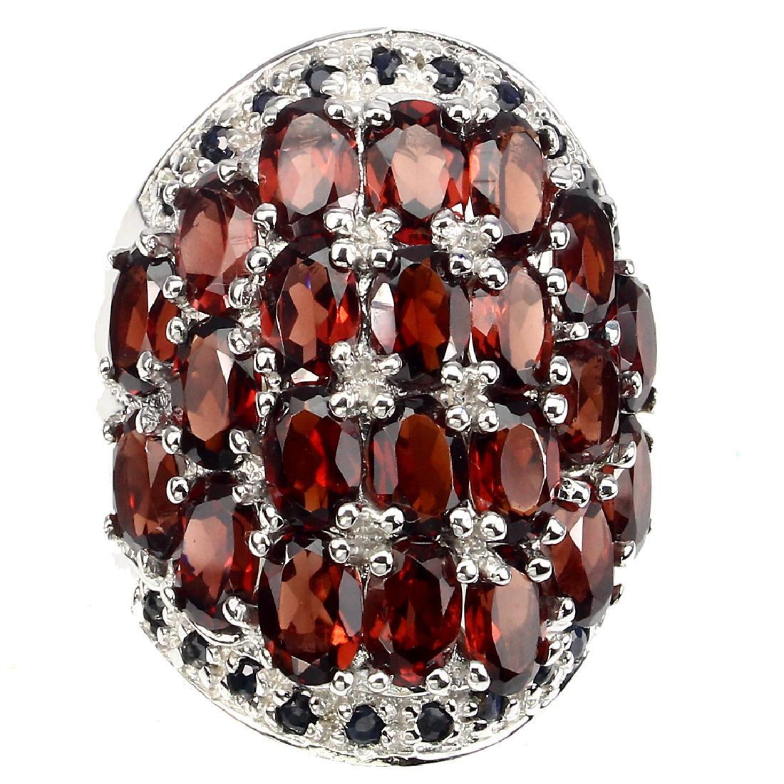 Natural Orange Garnet & Black Sapphire Ring (1 of 1)