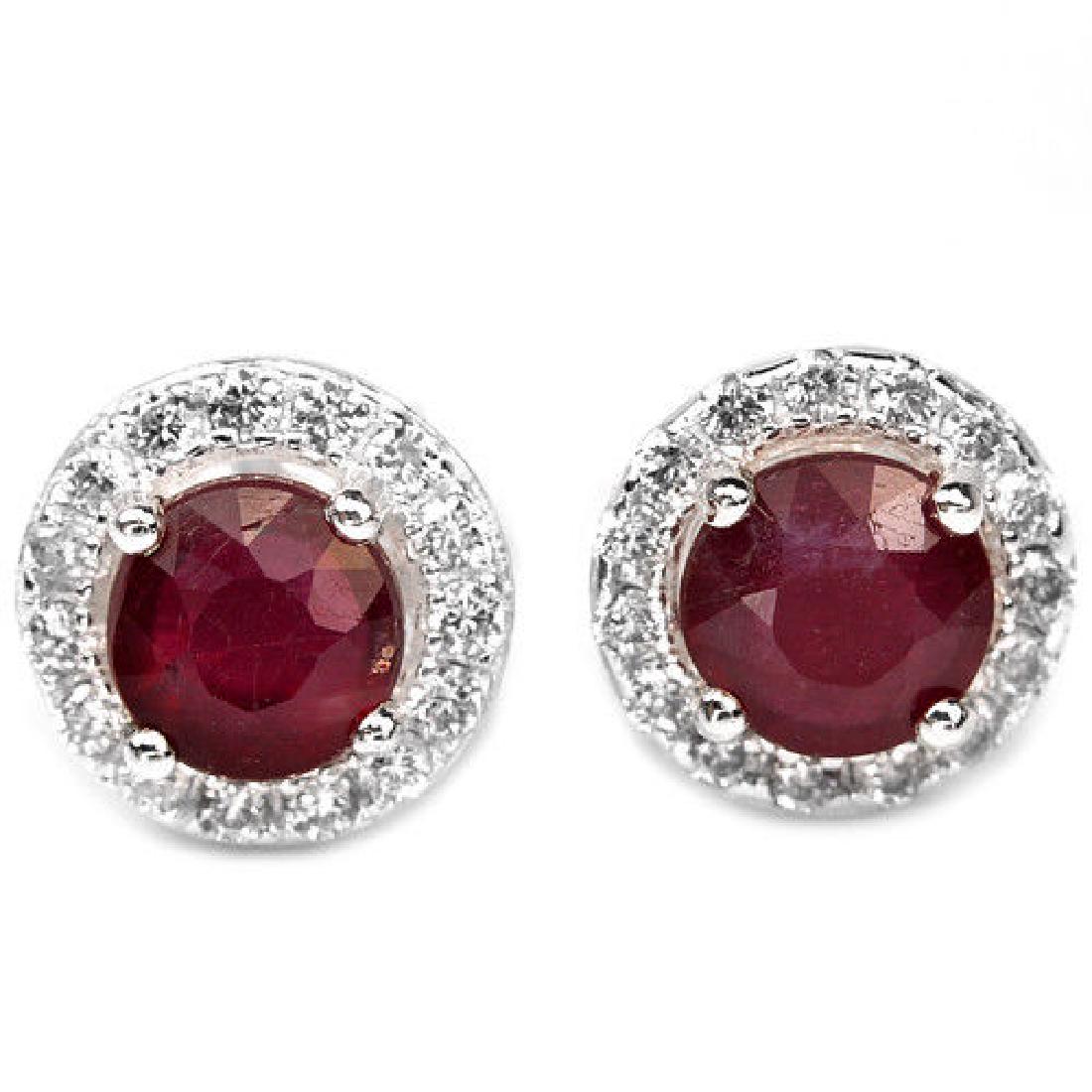 Natural Vivid Red Ruby Ear Studs (1 of 1)