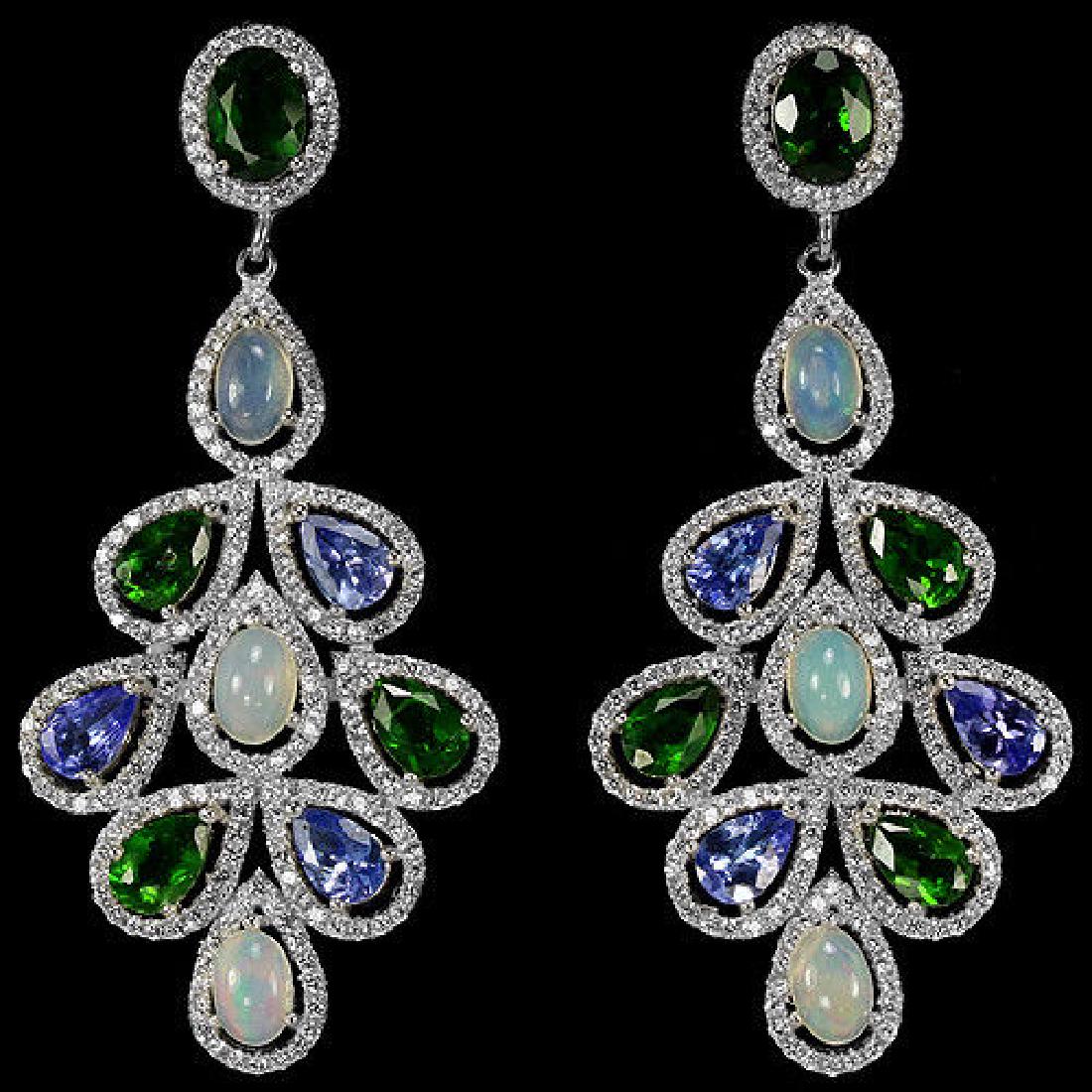 Natural  TANZANITE OPAL CHROME DIOPSIDE Earrings (1 of 1)