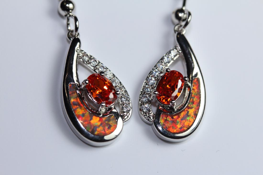 Stunning Fire Natural Opal & Spessarite Gems Earrings (1 of 1)