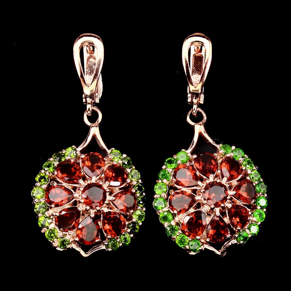 Natural Mozambique Garnet Chrome Diopside Earrings (1 of 1)