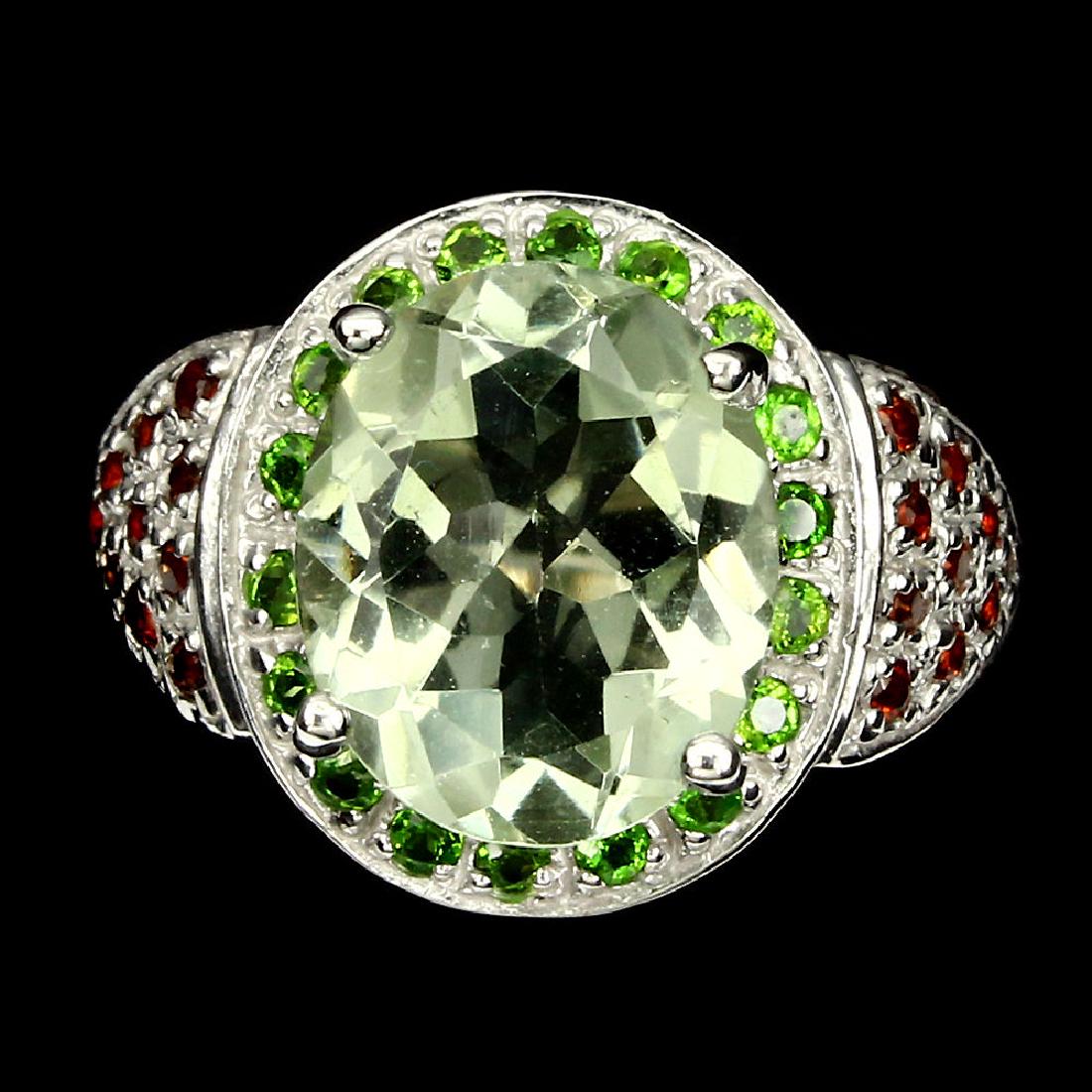 Natural Green Amethyst Chrome Diopside Garnet Ring (1 of 1)
