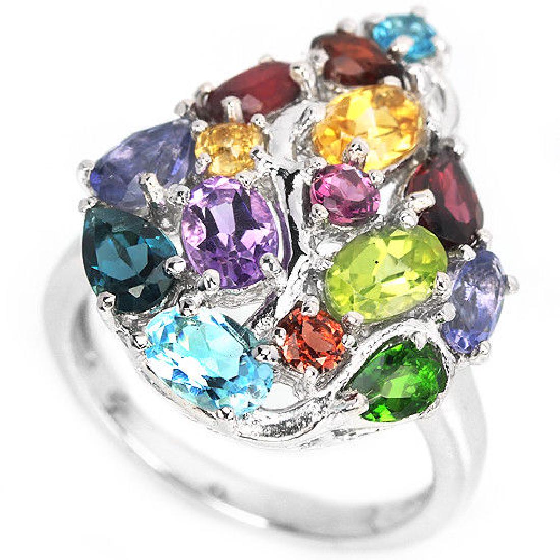 Natural TOPAZ AMETHYST RUBY RHODOLITE & PERIDOT Ring (1 of 3)