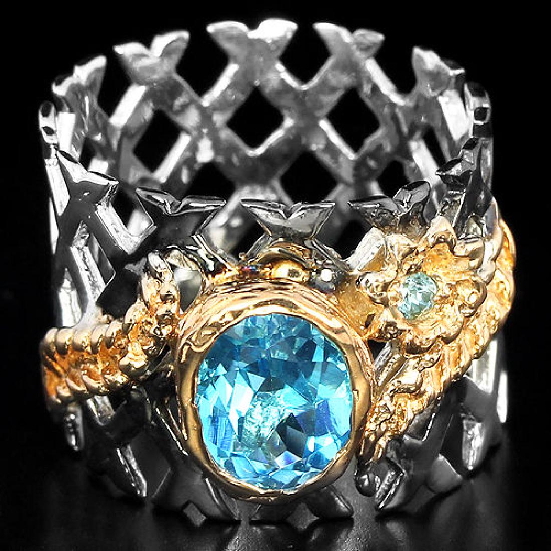 Natural Swiss Blue Topaz Stylish Ring (1 of 1)