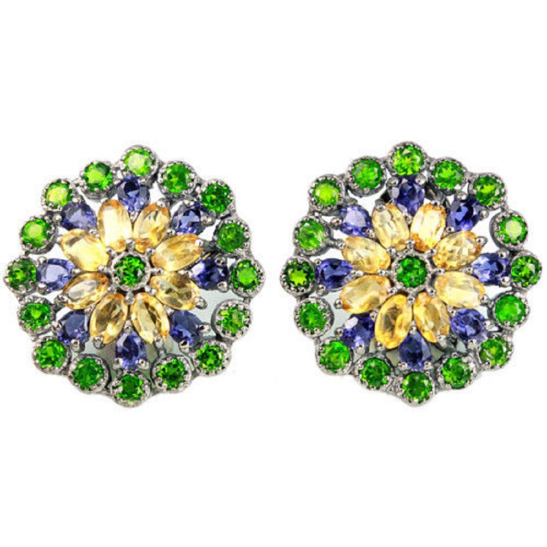 Natural CHROME DIOPSIDE CITRINE SAPPHIRE Earrings (1 of 1)