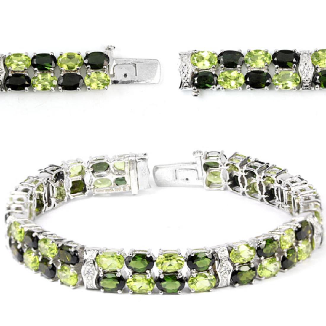 NATURAL CHROME DIOPSIDE, PERIDOT BRACELET (1 of 2)