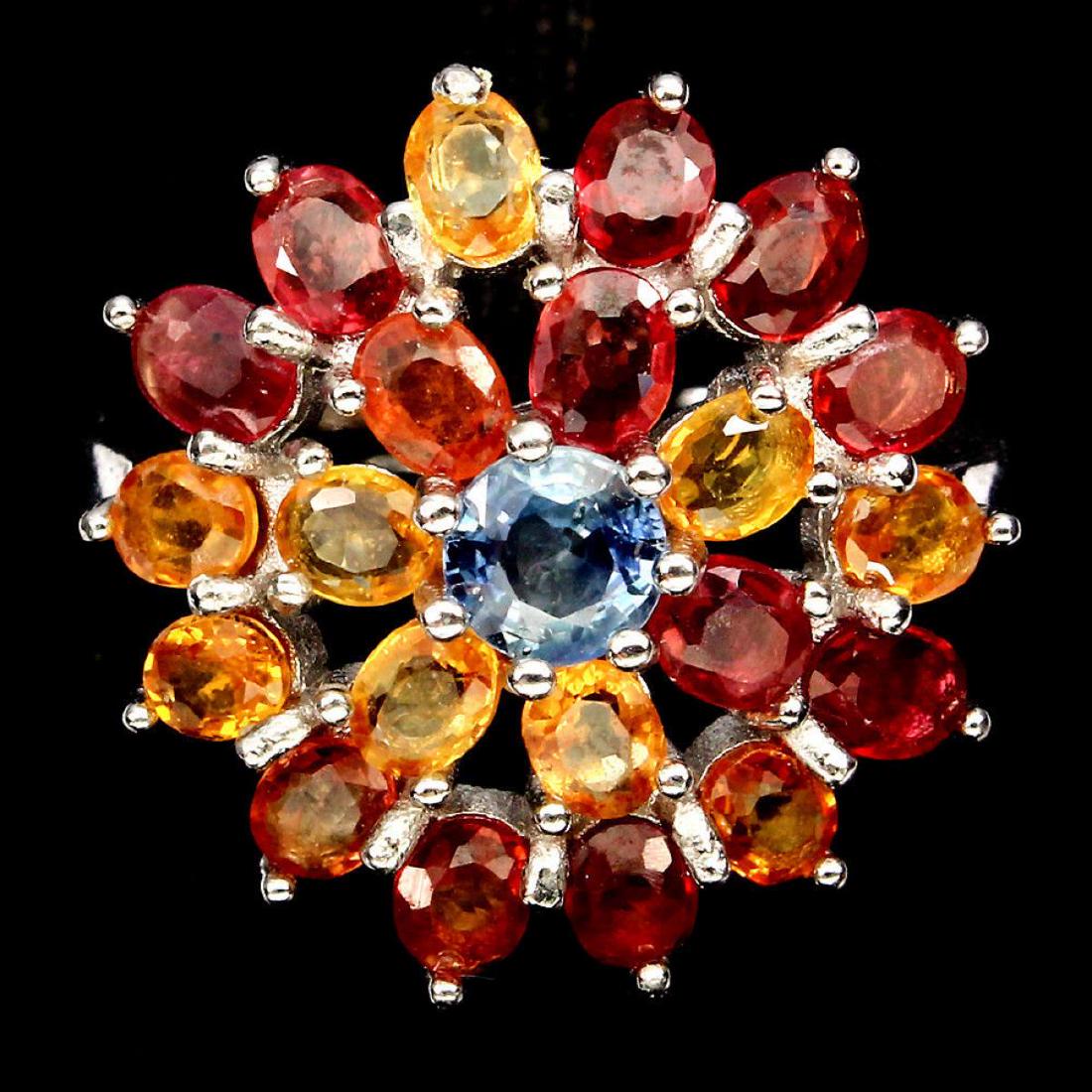 Natural Fancy Color Sapphire Flower Ring (1 of 2)