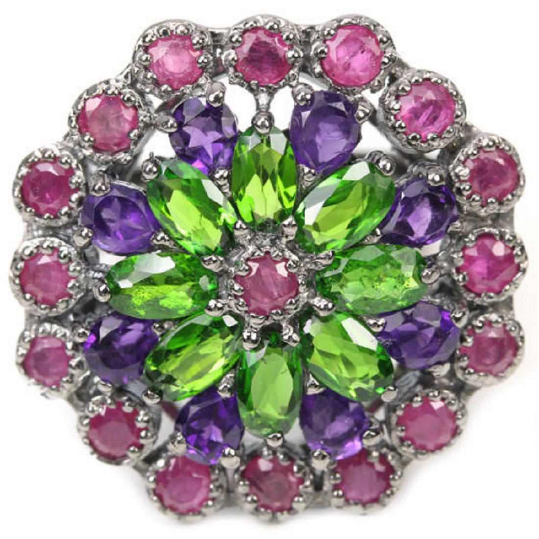 Natural CHROME DIOPSIDE RUBY & AMETHYST Ring (1 of 2)