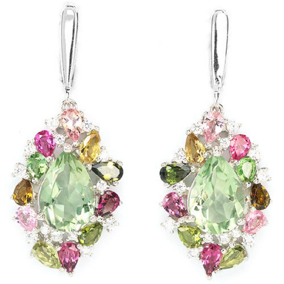 Natural Green Amethyst & Fancy Color Tourmaline Earring (1 of 2)