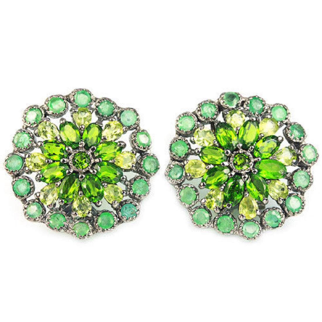 Natural Emerald Peridot & CH-Diopside Earrings (1 of 1)
