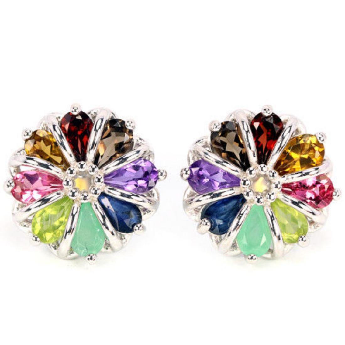 SAPPHIRE EMERALD GARNET AMETHYST TOURMALINE Earrings (1 of 3)