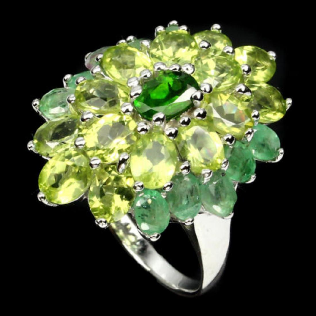 Natural Green Chrome Diopside Emerald Peridot Ring (1 of 3)