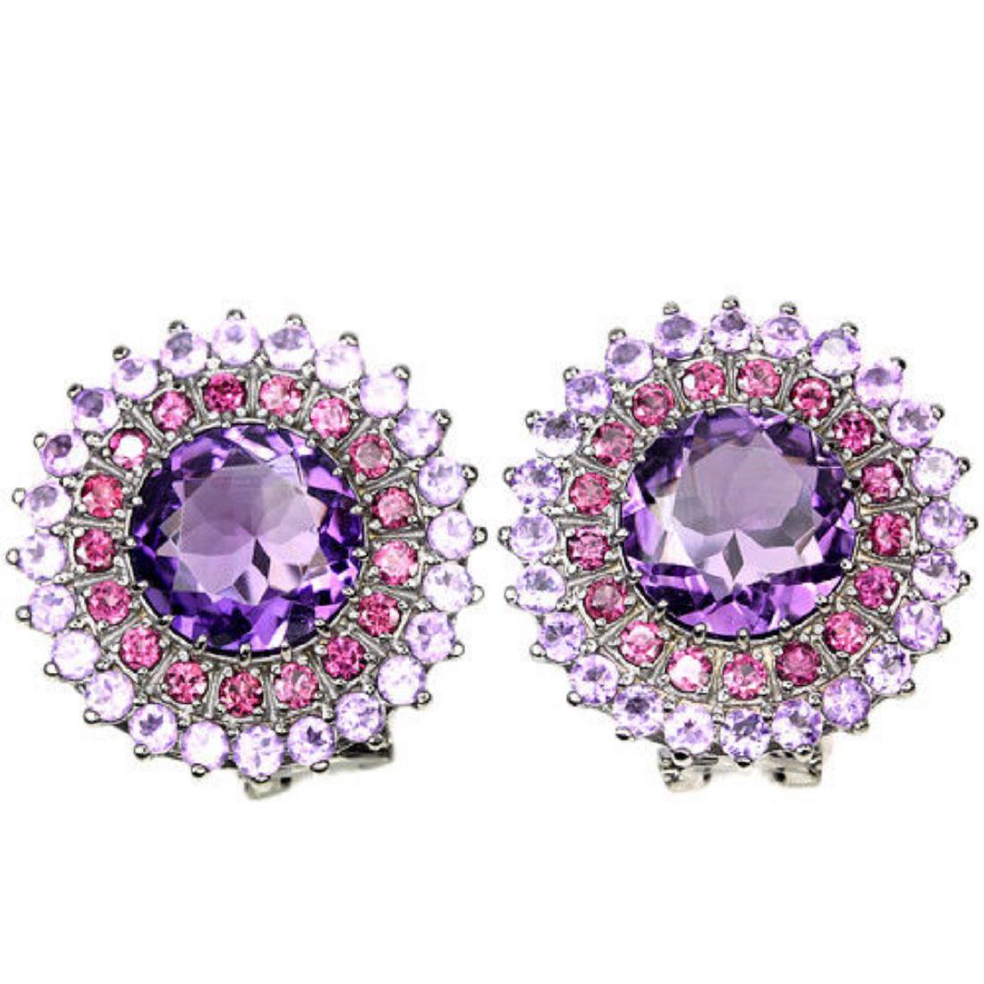 NATURAL PURPLE AMETHYST & RHODOLITE GARNET Earring (1 of 1)