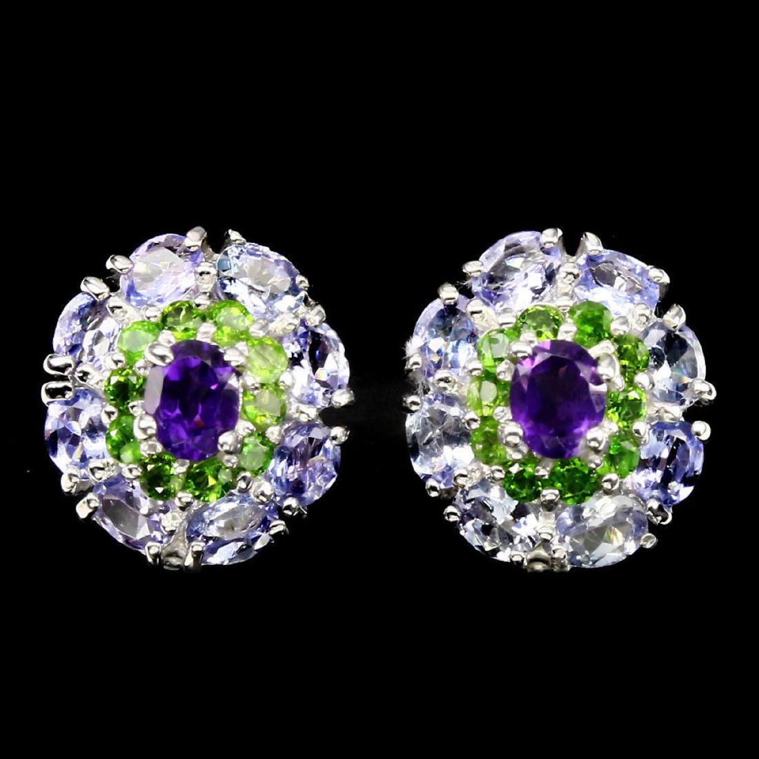 Natural Tanzanite Amethyst Chrome Diopside Earrings (1 of 1)