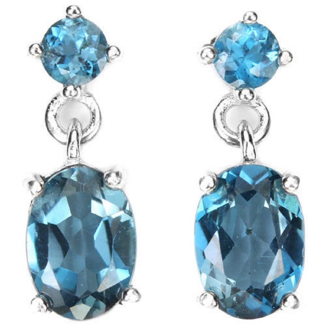 Natural LONDON BLUE TOPAZ OVAL & ROUND Earrings (1 of 1)
