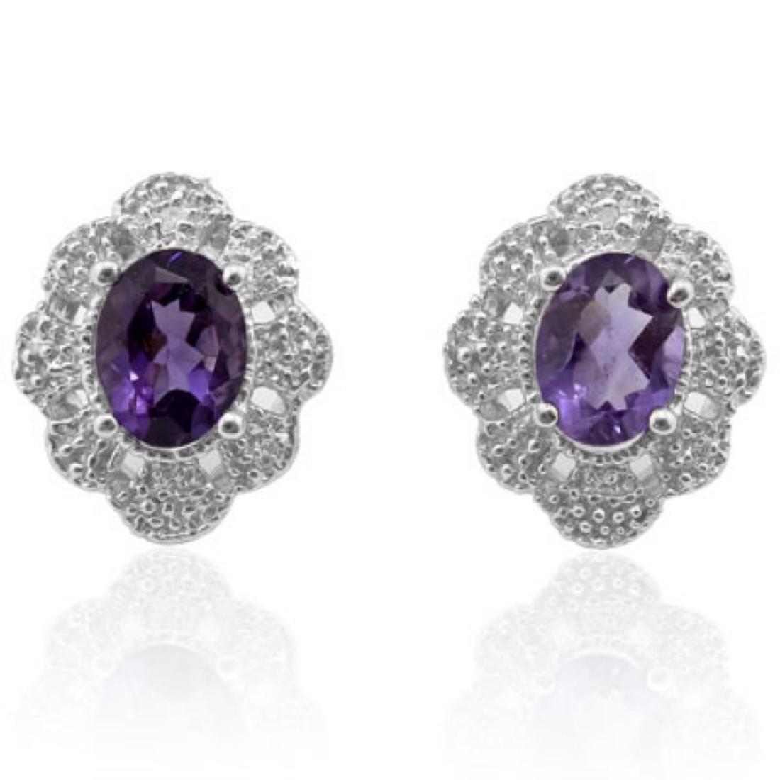 Natural Amethyst & Diamond 2.36 carats Earrings (1 of 2)