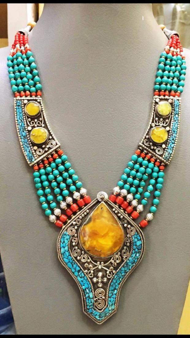 Tibet Natural Amber Tribal Queen Royal Necklace (1 of 1)