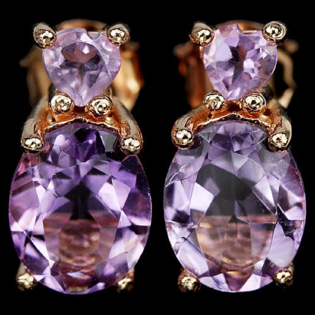 NATURAL PURPLE AMETHYST OVAL & HEART Earrings (1 of 1)