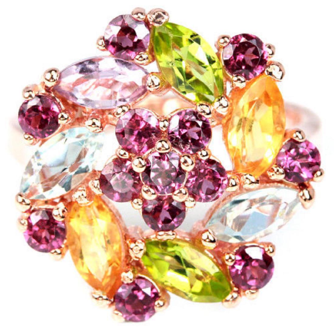 PERIDOT RHODOLITE CITRINE TOPAZ AMETHYST Ring (1 of 3)