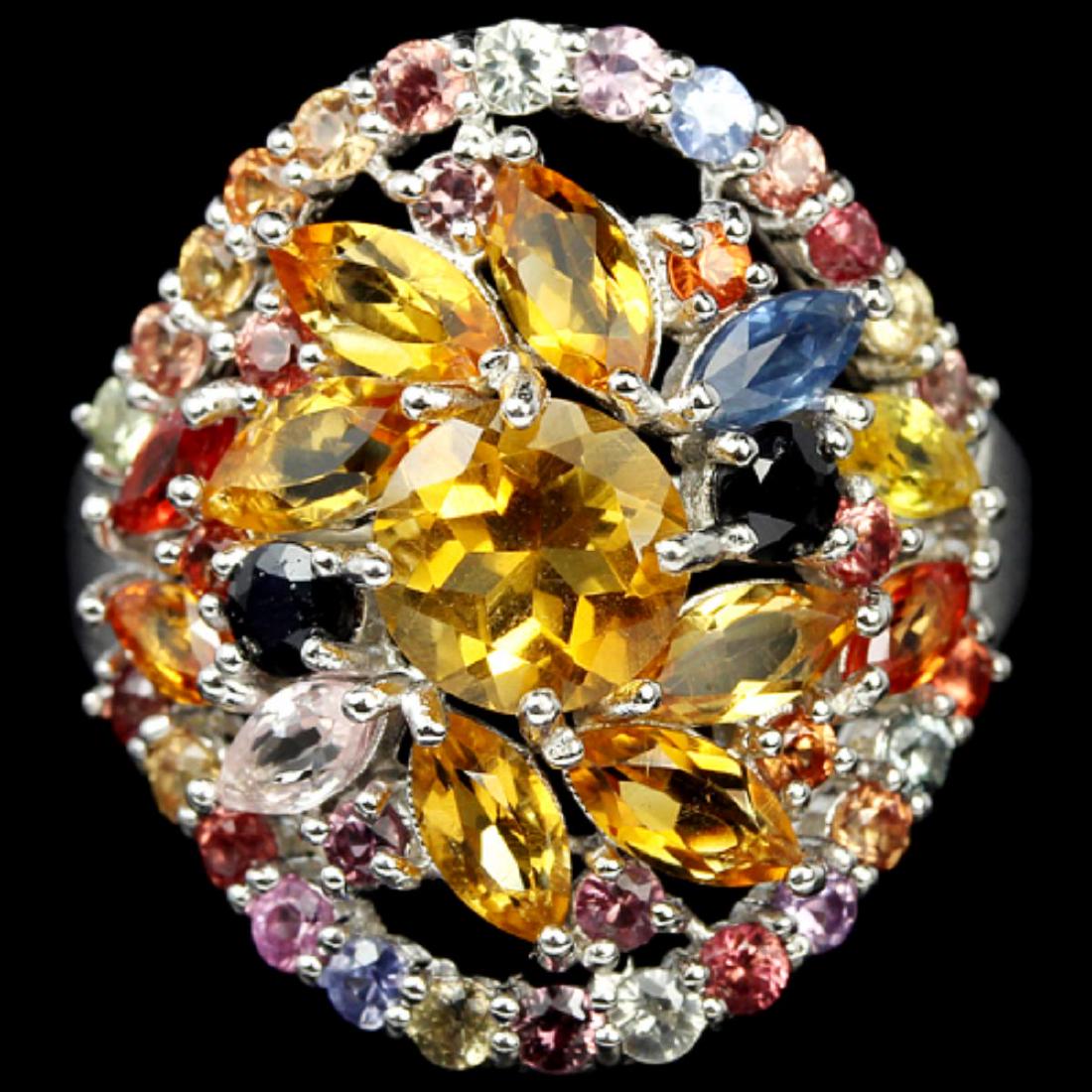 Natural MULTI COLOR SAPPHIRE & Citrine Ring (1 of 2)
