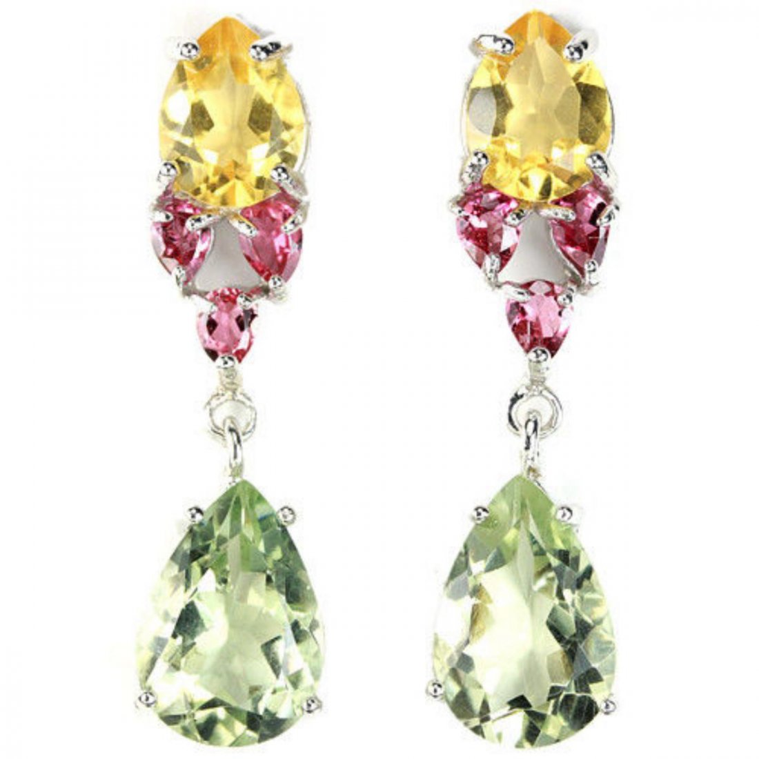 NATURAL AMETHYST CITRINE RHODOLITE GARNET Earrings (1 of 1)