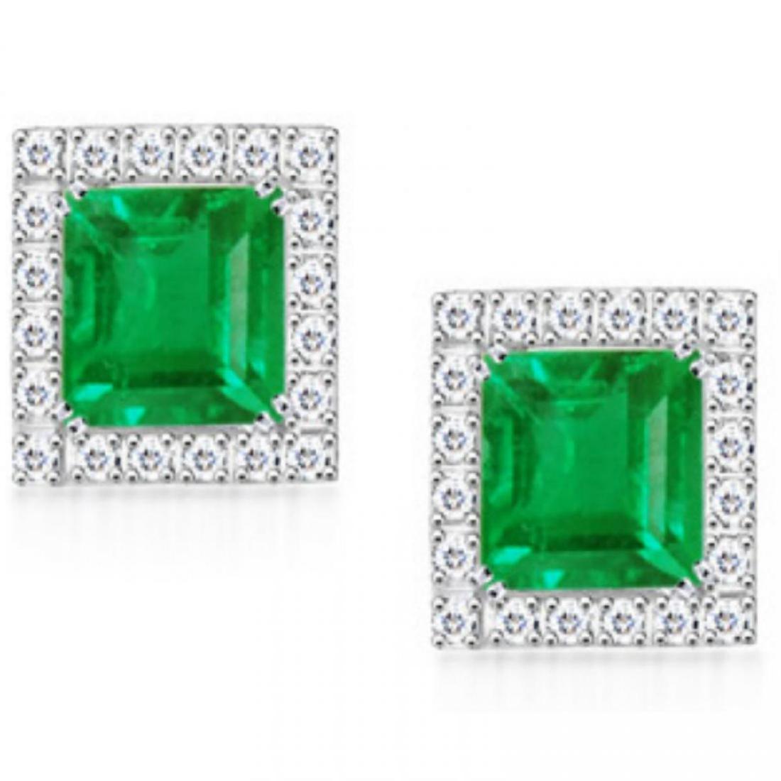 Stunning Columbian Emerald & Diamond EarRings (1 of 1)
