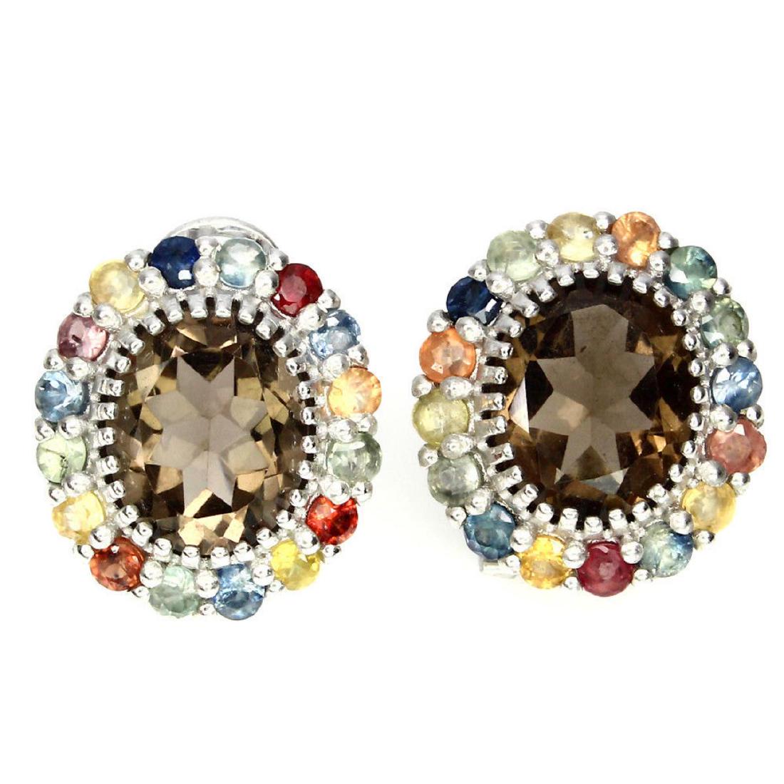 Natural Smoky Quartz Fancy Sapphire Earrings (1 of 1)