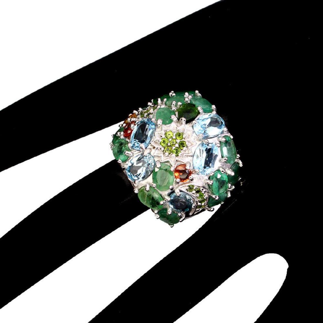 Natural Sky Blue Topaz Emerald Sapphire Ring (1 of 3)