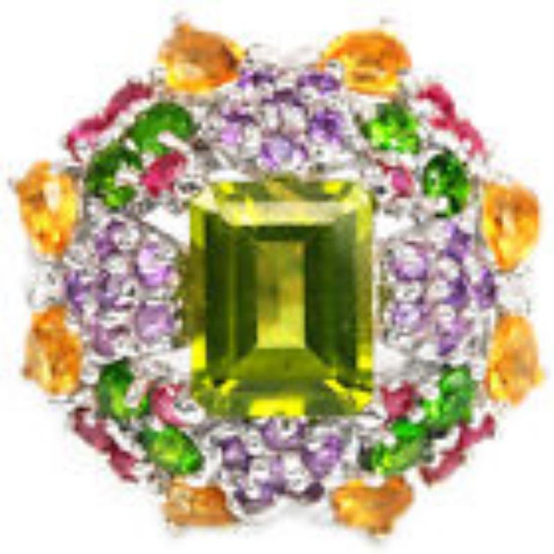 Natural  PERIDOT RUBY CHROME CITRINE AMETHYST Ring (1 of 1)