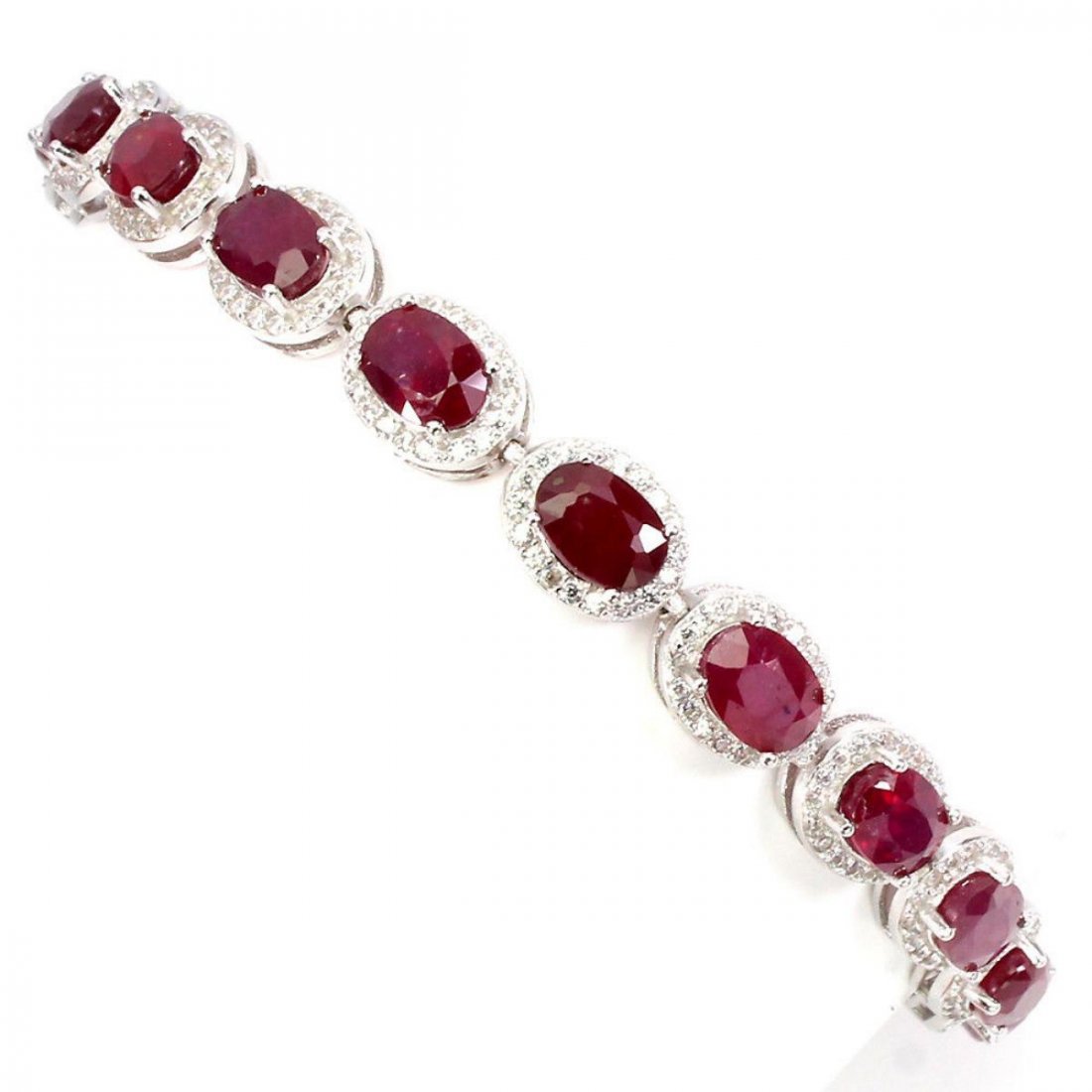 Natural Oval 7x5 Mm Blood Red Ruby 85.19 Ct  Bracelet (1 of 3)
