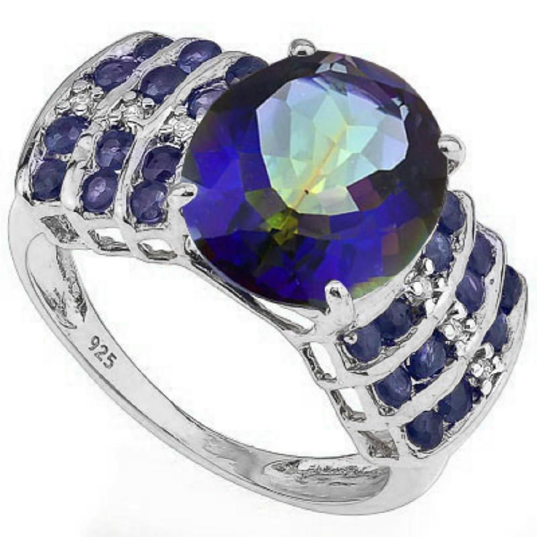 Natural Ocean Mystic Diamond & Sapphire Ring (1 of 1)
