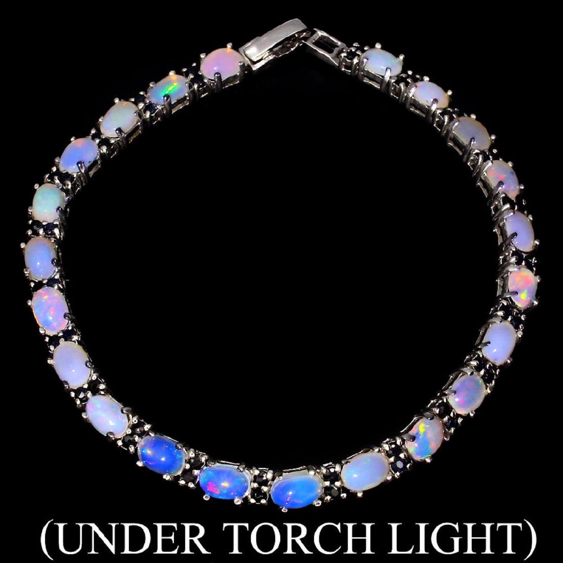 Natural White Opal & Blue Sapphire Bracelet (1 of 3)