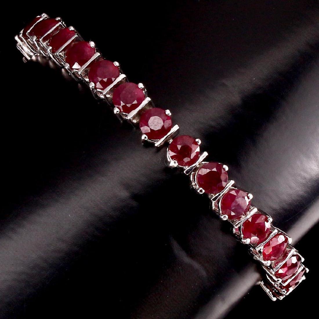 Genuine Round Cut 5mm Top Blood Red Ruby Bracelet (1 of 3)