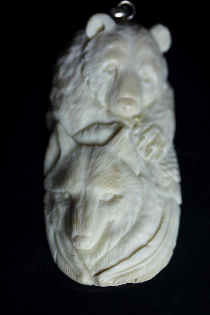 Hand Carved Bear & Wolf Pendant (1 of 1)