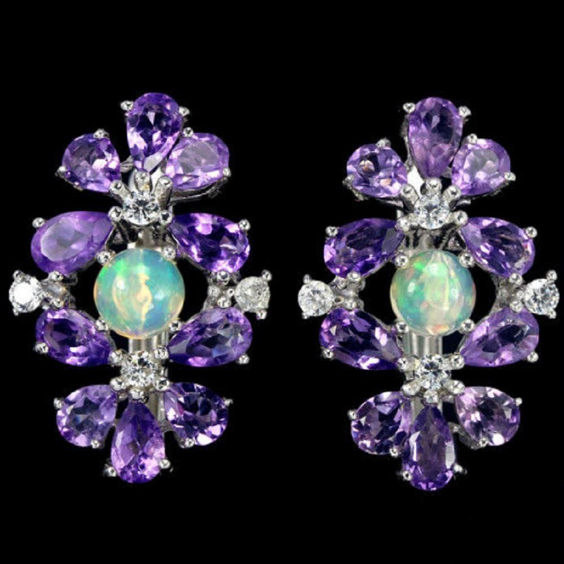 NATURAL AAA  OPAL & PURPLE AMETHYST Earrings (1 of 3)