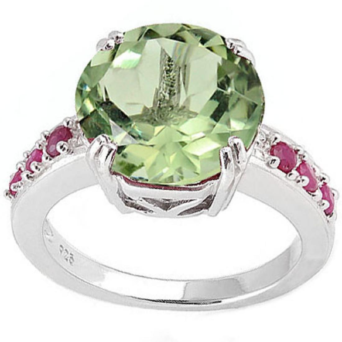 Natural Green Tea Amethyst & Ruby 5.73 carats Ring (1 of 1)