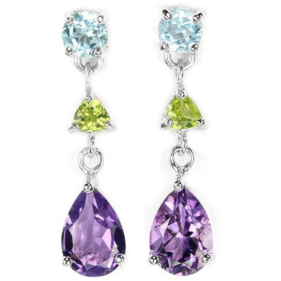 Natural MULTI COLOR AMETHYST TOPAZ & PERIDOT Earring (1 of 1)