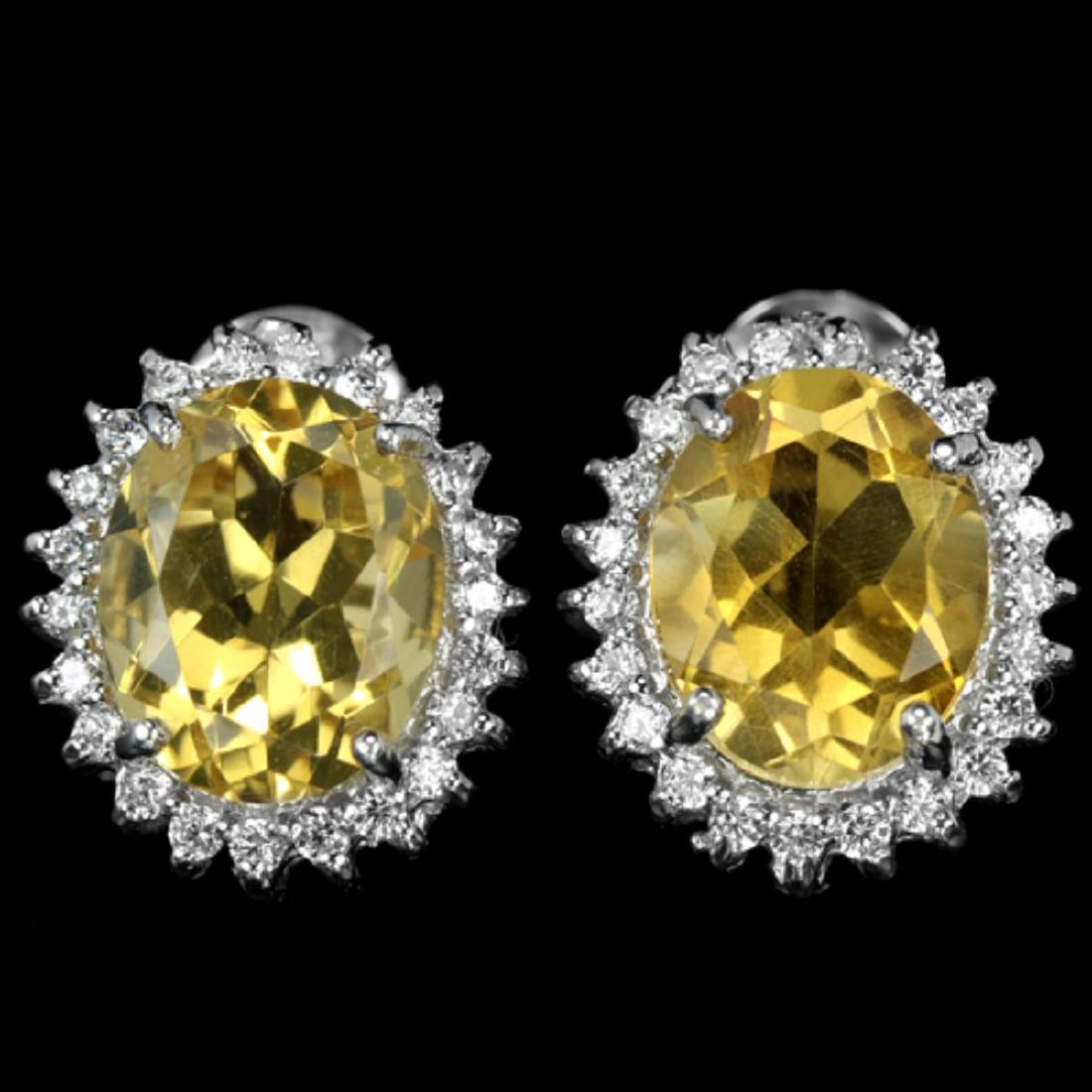NATURAL 10X8 MM. ORANGISH YELLOW CITRINE EARRINGS (1 of 1)
