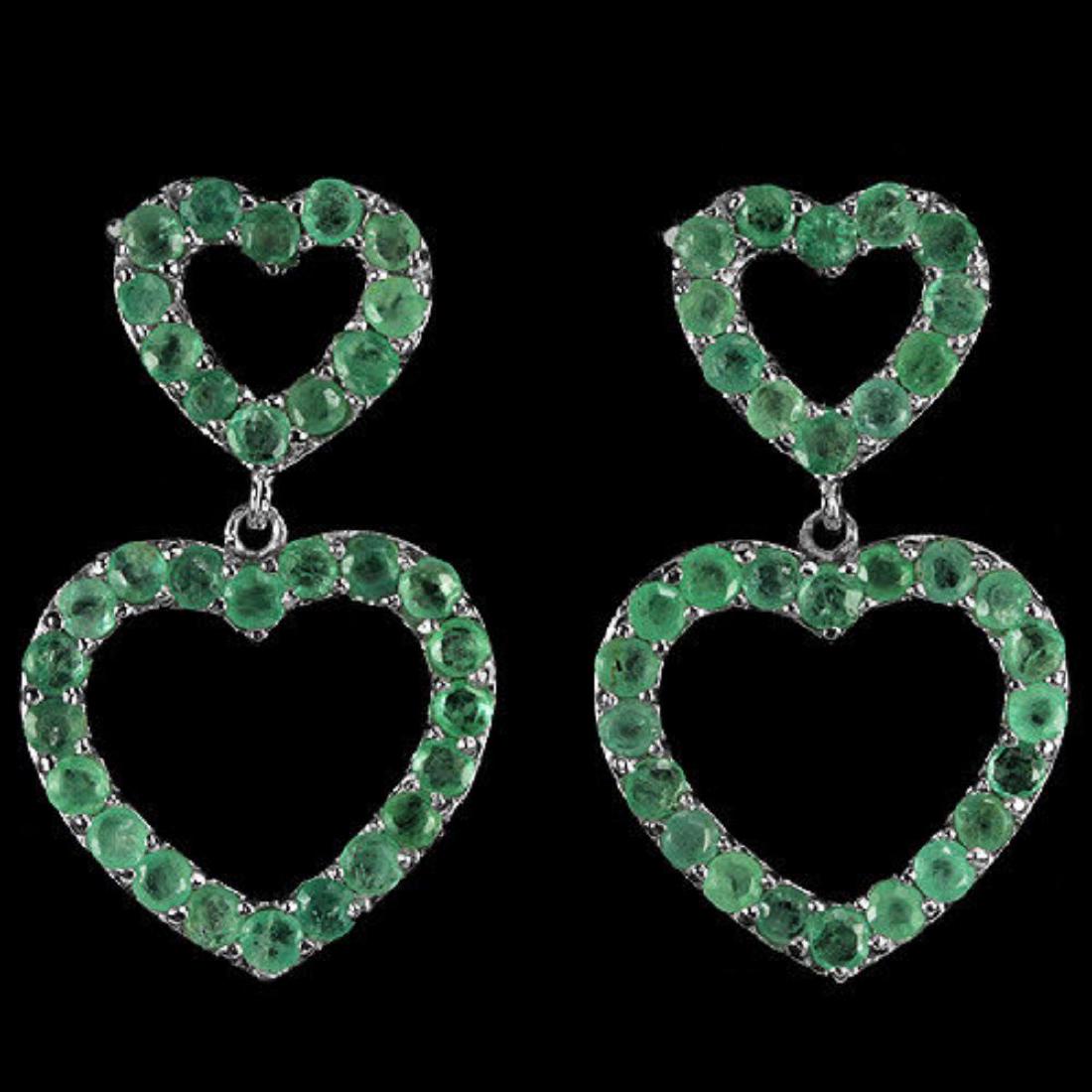 NATURAL AAA GREEN EMERALD Double Hearts Earrings (1 of 1)
