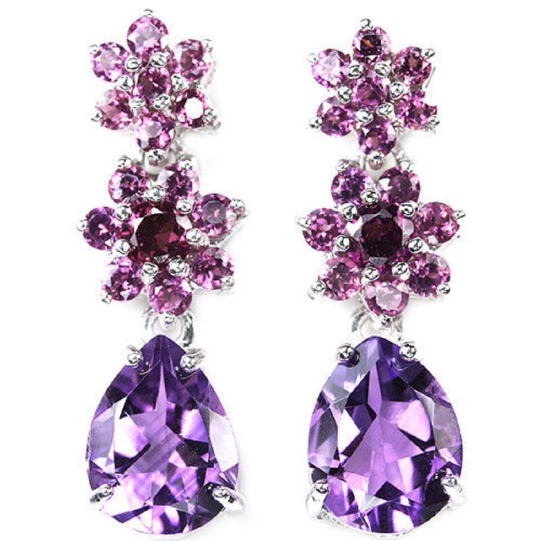 NATURAL PURPLE AMETHYST & RHODOLITE GARNET Earring (1 of 1)