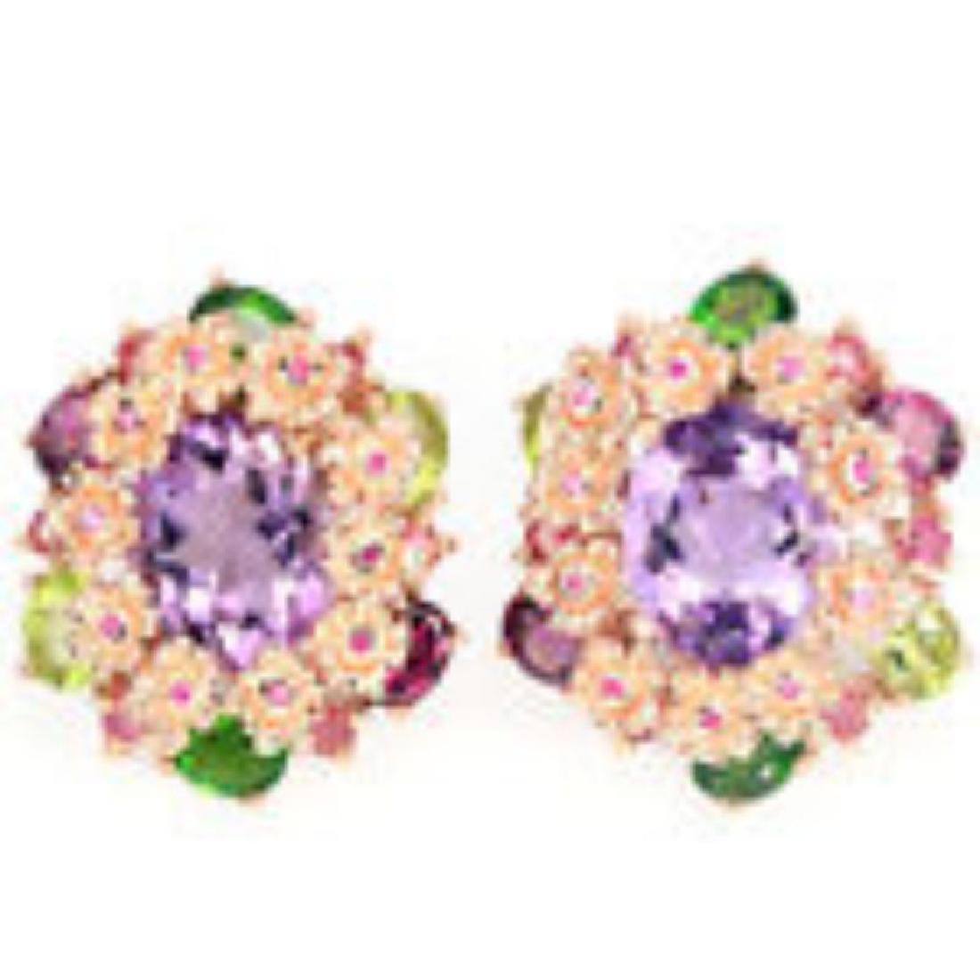 REAL AMETHYST RUBY PERIDOT RHODOLITE GARNET Earrings (1 of 1)