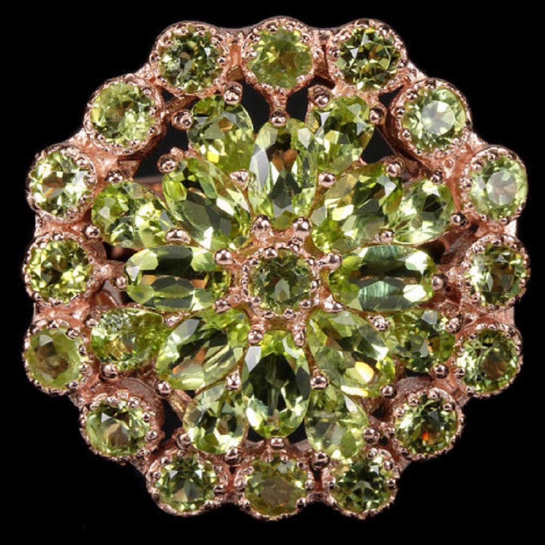 NATURAL AAA GREEN PERIDOT Flower Ring (1 of 3)